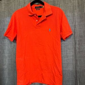 Polo Ralph Lauren Men’s Orange Polo Shirt. Custom Slim Fit Medium